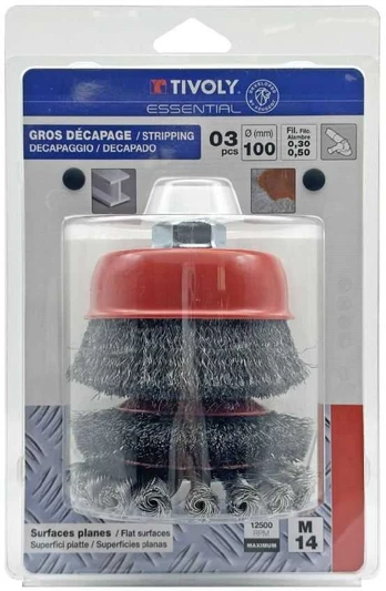 Tivoly Set of brushes for angle grinder, Ø100mm, M14