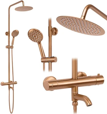 Dušo-vonios sistema su termostatu REA Lungo, Brushed Copper