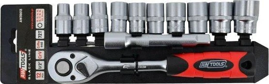 AW-Tools AWTOOLS Rinkinys KLUCZY 1/4" 14 vnt. Juodas LINE