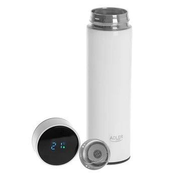 Adler termosinis puodelis su temperatūros indikatoriumi, 473 ml, baltas