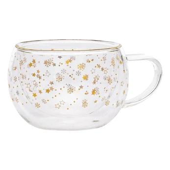 Dvigubo stiklo puodelis AURORA GOLD DECOR, 260 ml