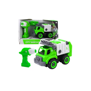 Lean Toys Garbage Truck Remote Controlled RC Screwdriver Žalias 2 in 1