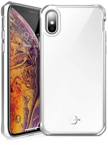 Dėklas ITSKINS HYBRID GLASS cover til iPhone XS Max®. Sølv