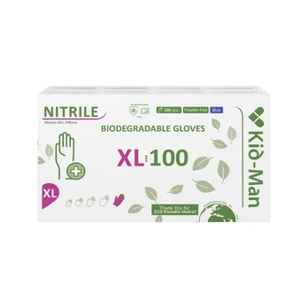 Nitrilinės pirštinės Kid-Man Biodegradable N100, dydis XL