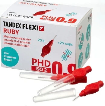 Dantų šepetėlis Tandex Tandex (25 vnt.) Flexi Super Fine Ruby šepetėlis (raudonas)