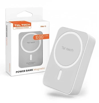 „Teltech“ išorinis akumuliatorius „MagSafe“ avarinis akumuliatorius 3A 15W baltas 10000 mAh TPM-10