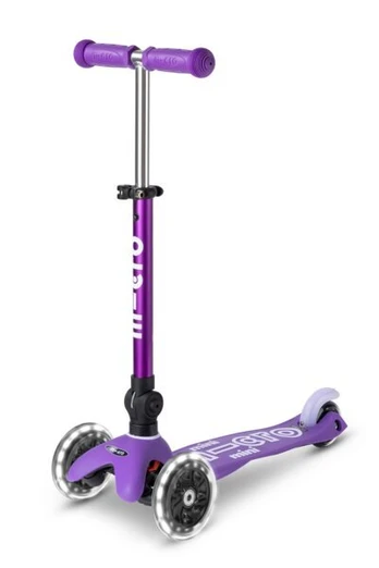 Triratis paspirtukas Micro Mini Deluxe Foldable LED, violetinis