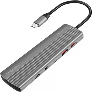 LogiLink USB 3.2 Gen2 Hub, 4+1-port, 2x USB-A, 2x USB-C, PD 100W, aluminum