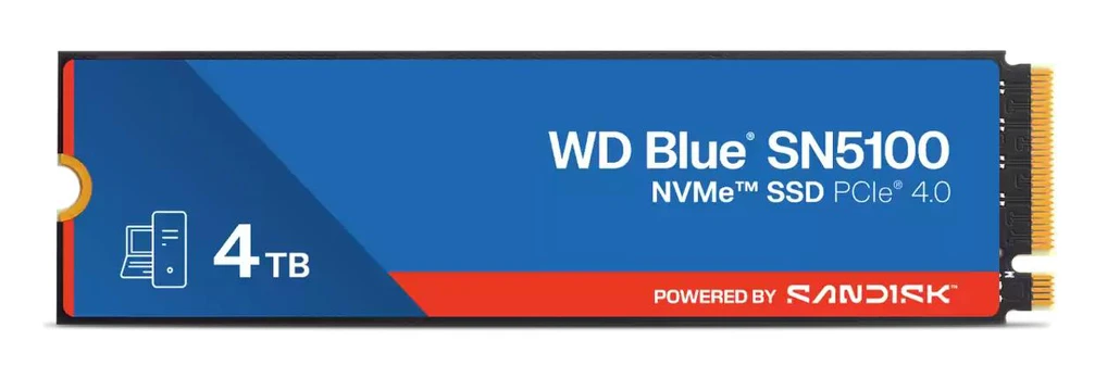 SSD|SANDISK|Blue SN5100|4TB|M.2|NVMe|3D QLC|Write speed 6700 MBytes/sec|Read speed 6900 MBytes/sec|2.38mm|TBW 1200 TB|MTBF 17500
