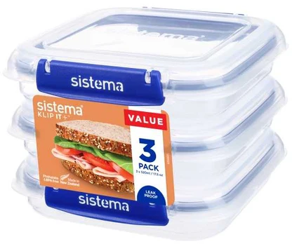 Sistema Sistema - Square Klip it Plus 3 pack 520ml