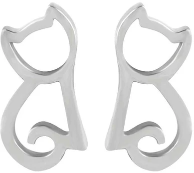 Troli Modern steel cat earrings