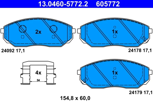ATE 13.0460-5772.2 Brake pad set
