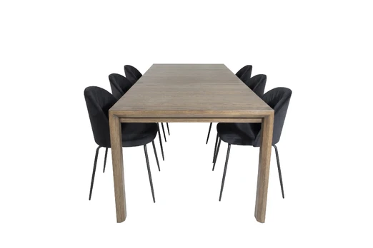 Slider Extention Table - Smoked Oak - 170+40+40cm +Wrinkles Dining Chair - Blac