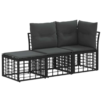 Lauko sofos komplektas su pagalve 3 pcs Juoda Poliesteris