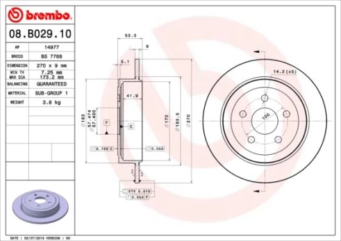 Stabdžių diskas BREMBO 08.B029.10