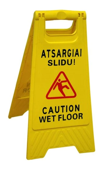 Stovelis pastatomas "Atsargiai slidu"