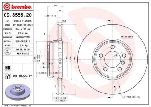 Stabdžių diskas BREMBO 09.8555.21