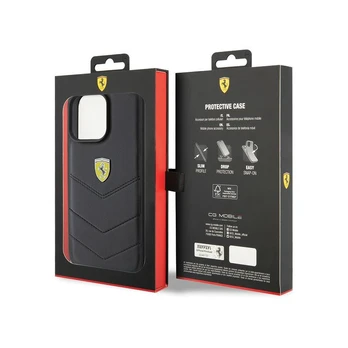 Ferrari Quilted Metal Logo Back Case for Apple iPhone 15 Pro Max