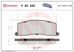 Stabdžių trinkelių rinkinys, diskinis stabdys BREMBO P 83 030 kaina