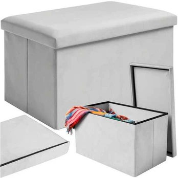 Pilkas sulankstomas pufas, 60x30x30 cm