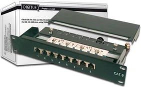 DIGITUS Patchpanel 1HE 8-Port Cat6 ClassE geschirmt schw. kaina