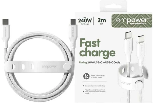 Panzer Glass Kabelis USB PanzerGlass USB-C - USB-C 2 m Baltas (EM86681)
