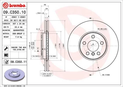 BREMBO 09.C350.11 Brake Disc