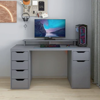 Rašomasis stalas Alen 150 cm, pilkas