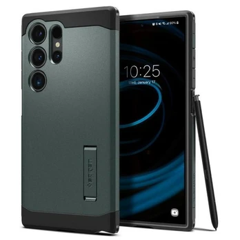 Žalias dėklas Samsung Galaxy S24 Ultra telefonui "Spigen Tough Armor"