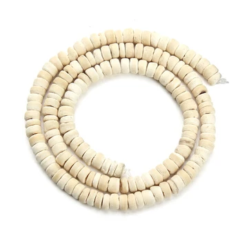 Mediniai karoliukai 5 mm, Balta, 3vnt