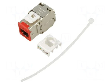 RJ45 module | Keystone | red,grey | IEEE 802.3at | on cable | Cat 6a