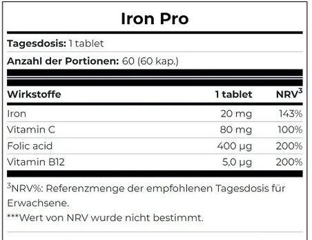 Geležies tabletės Scitec Iron Pro 60 tablečių