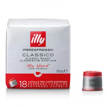 Coffee capsules Illy, espresso, 18 pcs red