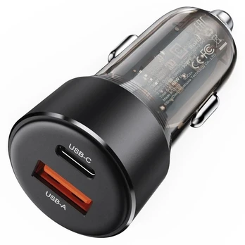 Acefast B12 car charger 60W USB-A / USB-C - juodas