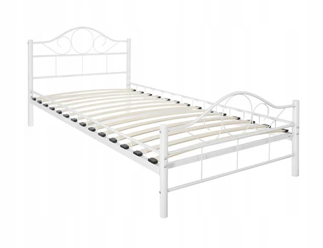 Baltas metalinis rėmas lova 90x200