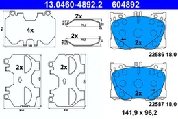 ATE 13.0460-4892.2 Brake pad set