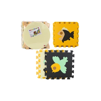 Lean Toys Soft Puzzle Educational Mat EVA Foam Animals Brown 16 pcs.