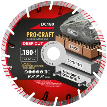 Deimantinis pjovimo diskas „ProCraft DC180”