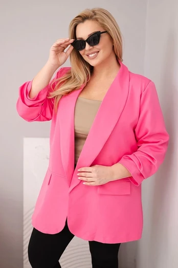 Moteriškas Plus Size švarkas, rožinės spalvos