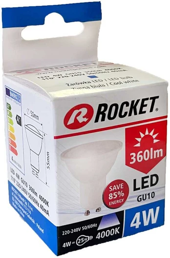 Rocket 4W GU10 360lm 4000K A+ LED lemputė, 1 vnt.