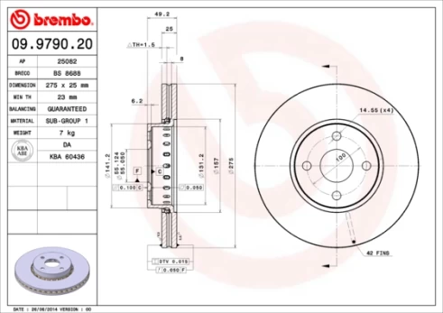 BREMBO 09.9790.20 Brake Disc