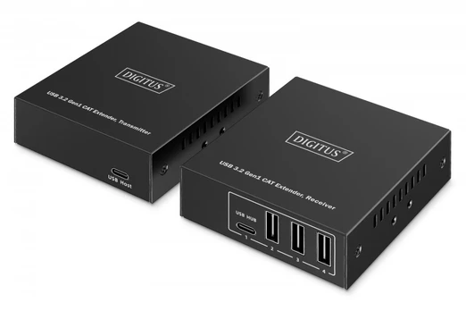 DIGITUS USB Extender 3xUSB-A 1xUSB-C mit CAT-Kabelis juodas