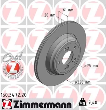 Stabdžių diskas ZIMMERMANN 150.3472.20