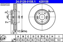 ATE 24.0128-0158.1 Brake Disc kaina