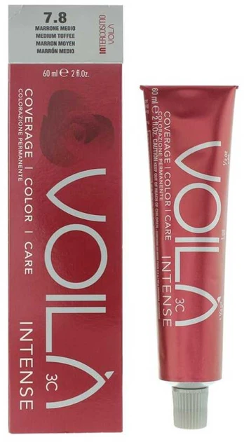Intercosmo, Voilà 3C Intense, Permanent Hair Dye, 7.8 Medium Toffee, 60 ml