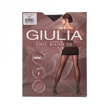 GIULIA CHIC BIKINI 20 DEN NERO pėdkelnės L