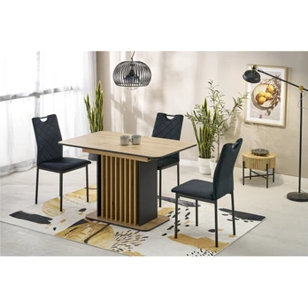 WILSON extension table, top - artisan oak / black, legs - artisan oak / black