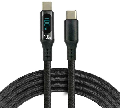 KABELIS USB-C / USB-C LCD everActive CBB-1PD5L 100cm 20V 5A 100W