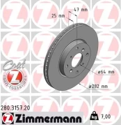 Stabdžių diskas ZIMMERMANN 280.3157.20 kaina