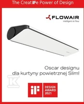 Flowair DURŲ UŽDUOTĖS SLIM E-100. ELE 1M 5KW Baltas